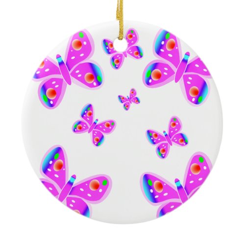 Pink Butterflies Christmas Ornament