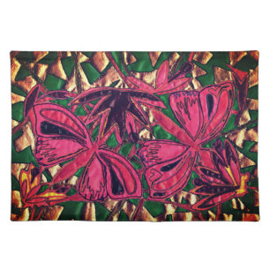 Pink butterflies cloth placemat