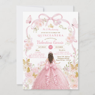 Pink Butterflies Coquette mis Quince Sweet 16 Invitation