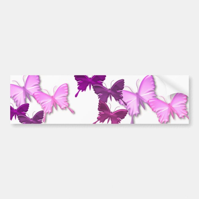 Pink Butterflies Design Bumper Sticker (Front)