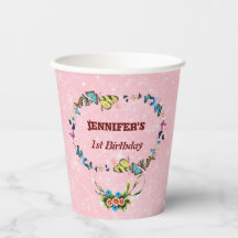 pink butterflies floating Girls 1st birthday party