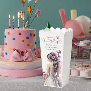 Pink Butterflies Floral Wedding Gown Bridal Shower Favor Boxes