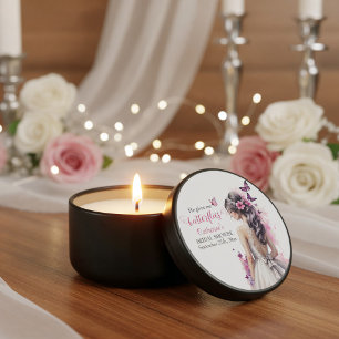 Pink Butterflies Floral Wedding Gown Bridal Shower Mini Candle Favors