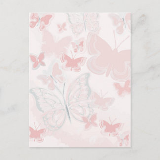 Pink Butterflies Flying Butterfly Watercolor Postcard