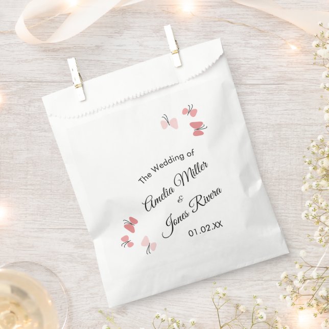 Pink Butterflies Garden Romantic Simple Wedding   Favor Bag (Clipped)