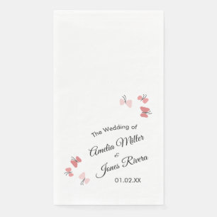 Pink Butterflies Garden Romantic Simple Wedding Paper Guest Towels