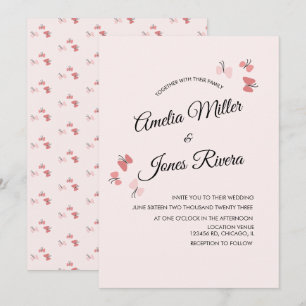 Pink Butterflies Garden Romantic Wedding  Invitation