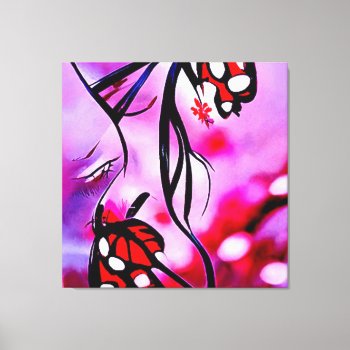 Pink Butterflies Girl Canvas Print by Allita at Zazzle