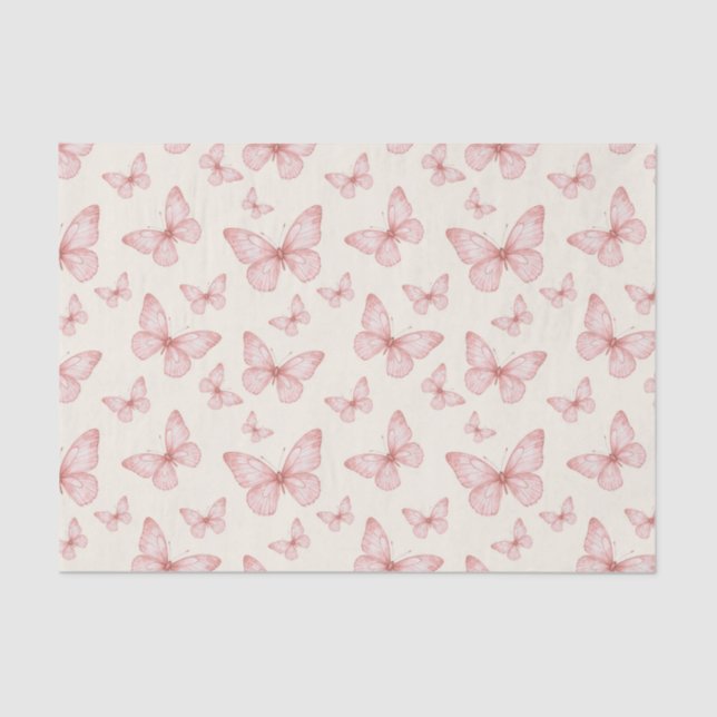 Pink butterflies in cream tissue paper (Front)