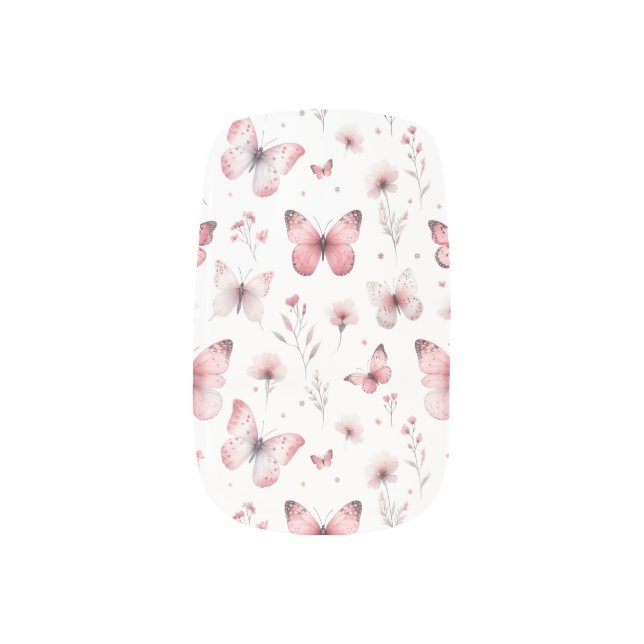 Pink Butterflies  Minx Nail Art (Left Thumb)