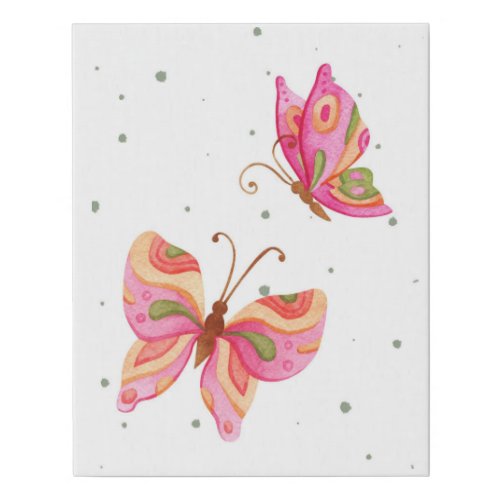 Pink Butterflies Nursery Girls Room Faux Canvas Print