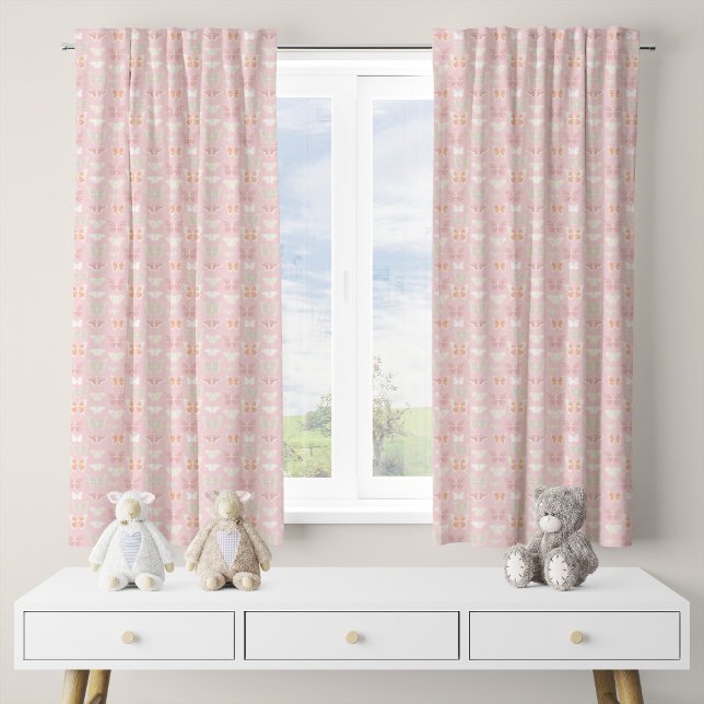 Pink Butterflies Pattern Kids Sheer Curtains (Creator Uploaded)