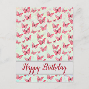 pink butterflies postcard