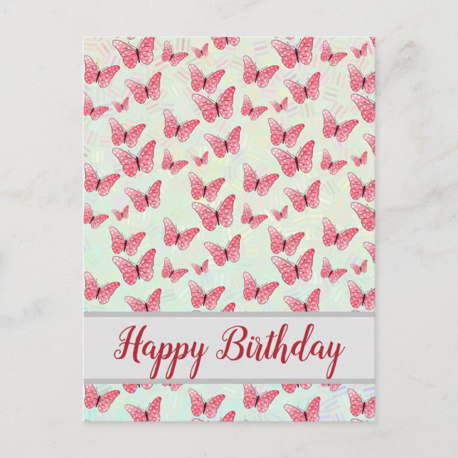 pink butterflies postcard (Front)