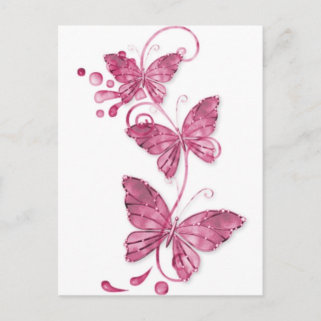 pink butterflies postcard (Front)