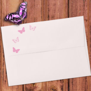 Pink Butterflies Quinceanera Envelope