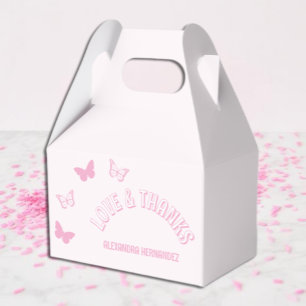 Pink Butterflies Quinceanera Favor Boxes