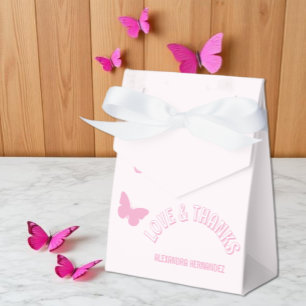 Pink Butterflies Quinceanera Favor Boxes