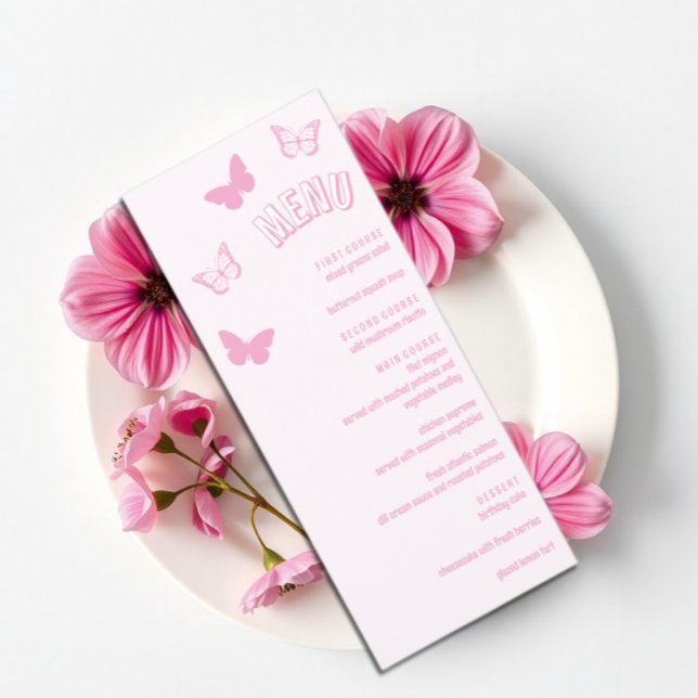 Pink Butterflies Quinceanera Menu (Creator Uploaded)