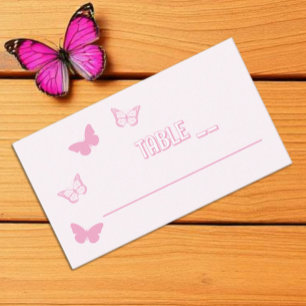 Pink Butterflies Quinceanera Place Card