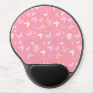 Pink Butterflies Seamless Pattern Gel Mouse Pad