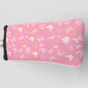 Pink Butterflies Seamless Pattern Golf Head Cover