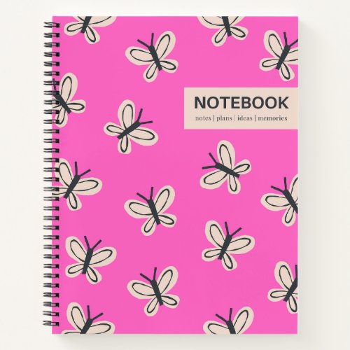 Pink butterflies spiral bound notebook