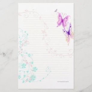 Pink Butterflies Stationery