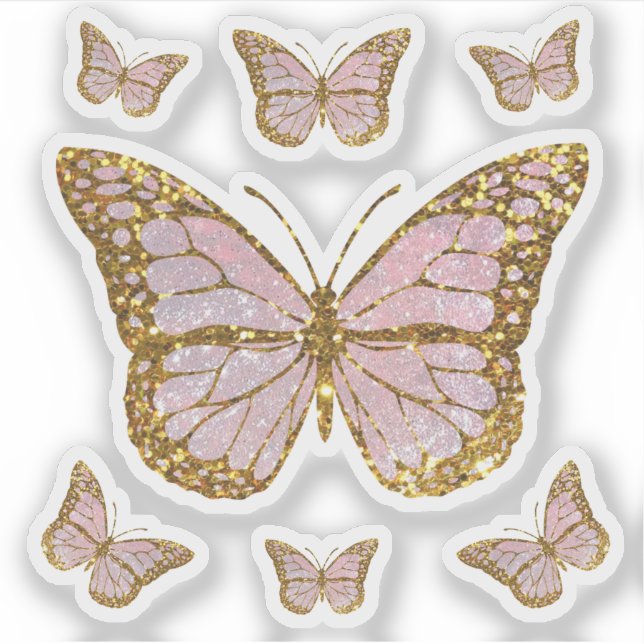 pink butterflies sticker (Front)