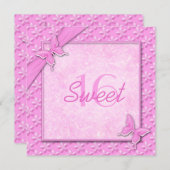 Pink Butterflies Sweet Sixteen Invitation (Front/Back)