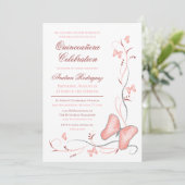 Pink Butterflies & Swirls Quinceanera Invitation (Standing Front)