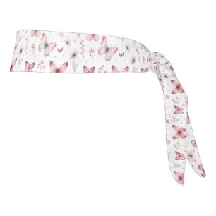 Pink Butterflies Tie Headband