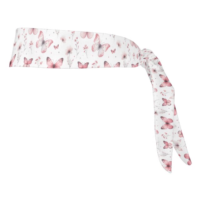Pink Butterflies  Tie Headband (Rotate 90)