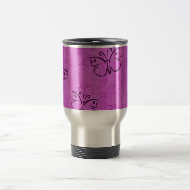 Pink Butterflies Travel Mug (Center)