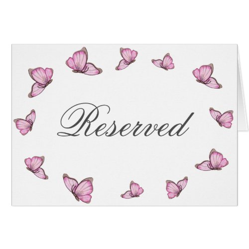 Pink butterflies Wedding Reserved table card