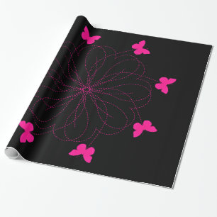 Pink Butterflies Wrapping Paper - Choose Color
