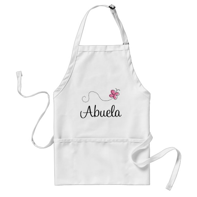Pink Butterfly Abuela Gift Tee Adult Apron (Front)