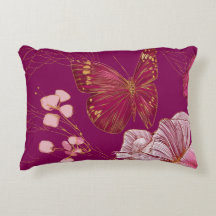 Pink Butterfly Accent Pillow