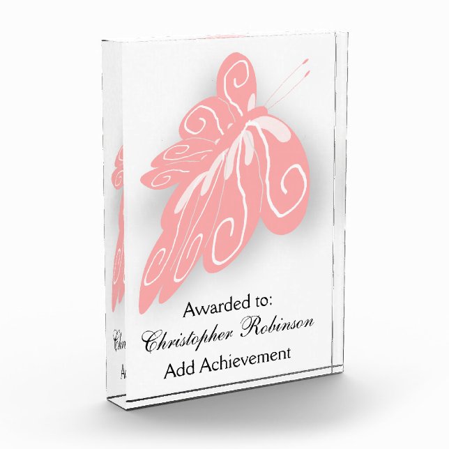 Pink Butterfly Acrylic Award (Left)