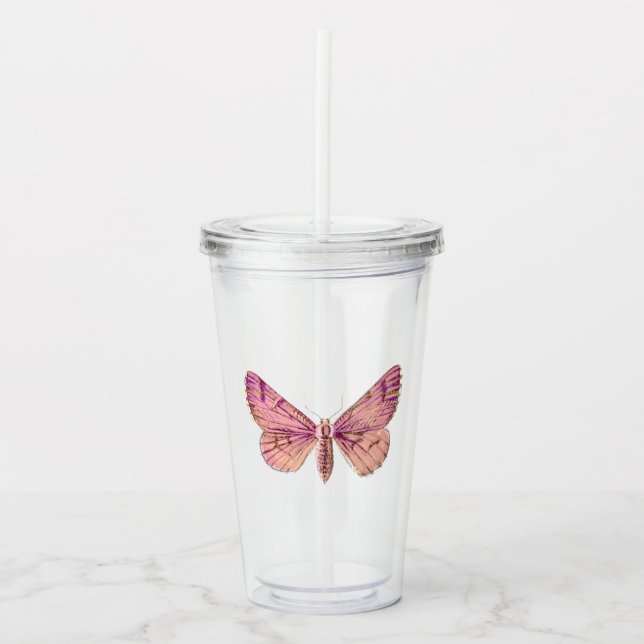 Pink Butterfly Acrylic Tumbler (Front)