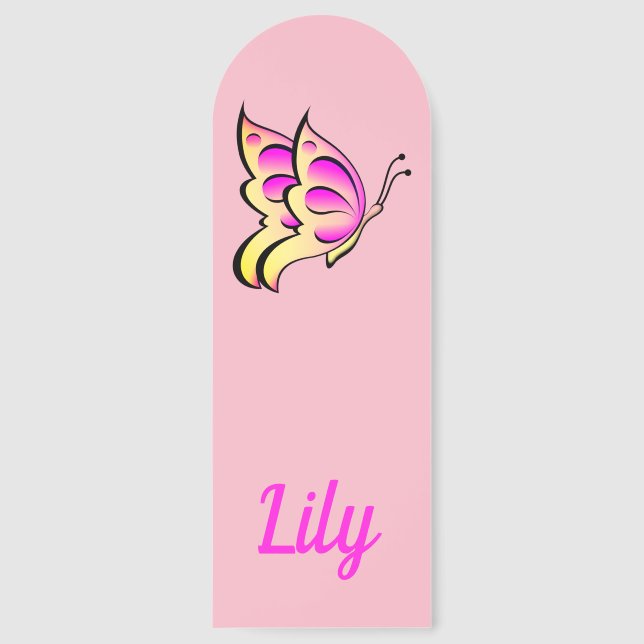 pink  butterfly - add name bookmarks (Front)