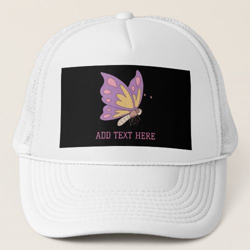 Pink Butterfly Add Text Printed Beautiful Stylish Trucker Hat