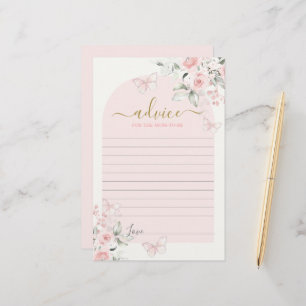 Pink Butterfly Advice for the Mom To Be card