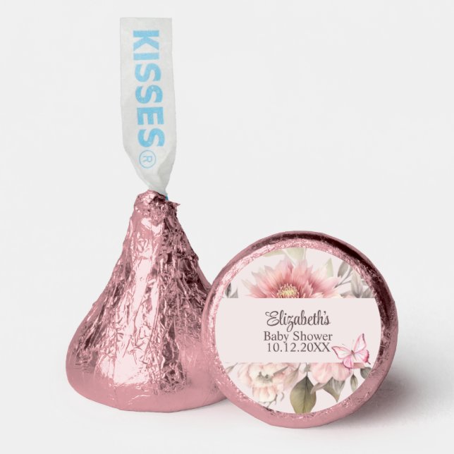 Pink Butterfly and Flower Garden Baby Shower  Hershey®'s Kisses® (Front)