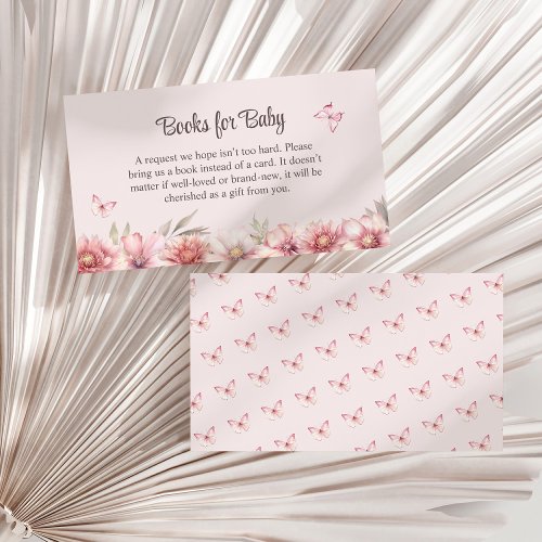 Pink Butterfly and Flower Garden Books for Baby Enclosure Card
