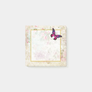 Pink Butterfly and Shabby Vintage Roses Post-it Notes