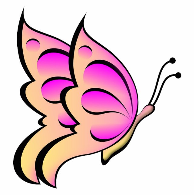 Pink Butterfly Animal Pattern Peace Love Juanita Cutout (Front)