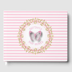 Pink Butterfly Baby Personalized Shower Guestbook