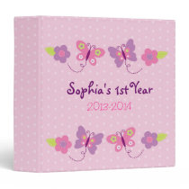 Pink Butterfly Baby Photo Album 3 Ring Binder