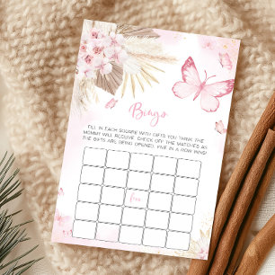 Pink Butterfly Baby Shower Bingo Game